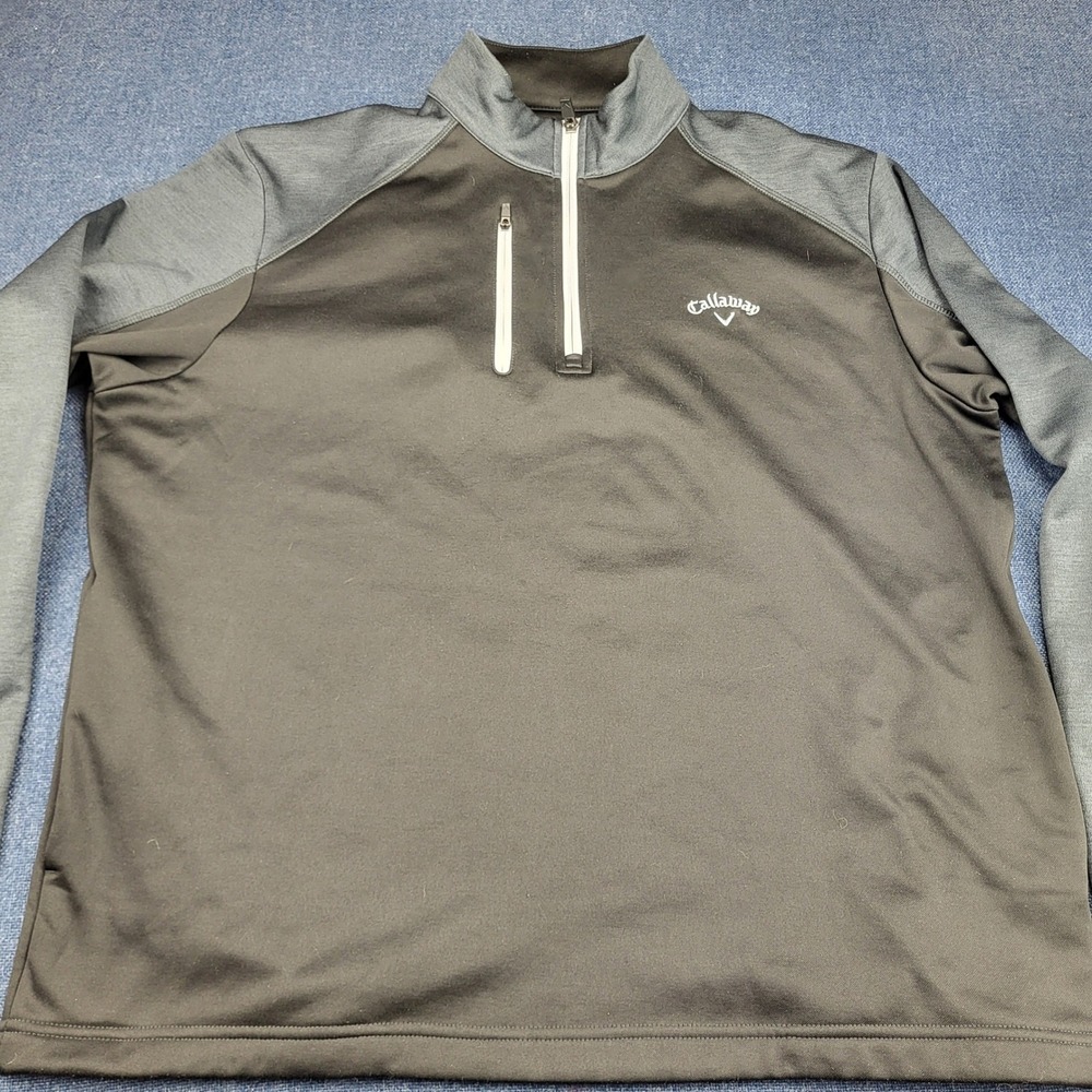 Callaway Mens Quarter Zip Golf Pullover Black Grey Heathered Size Medium